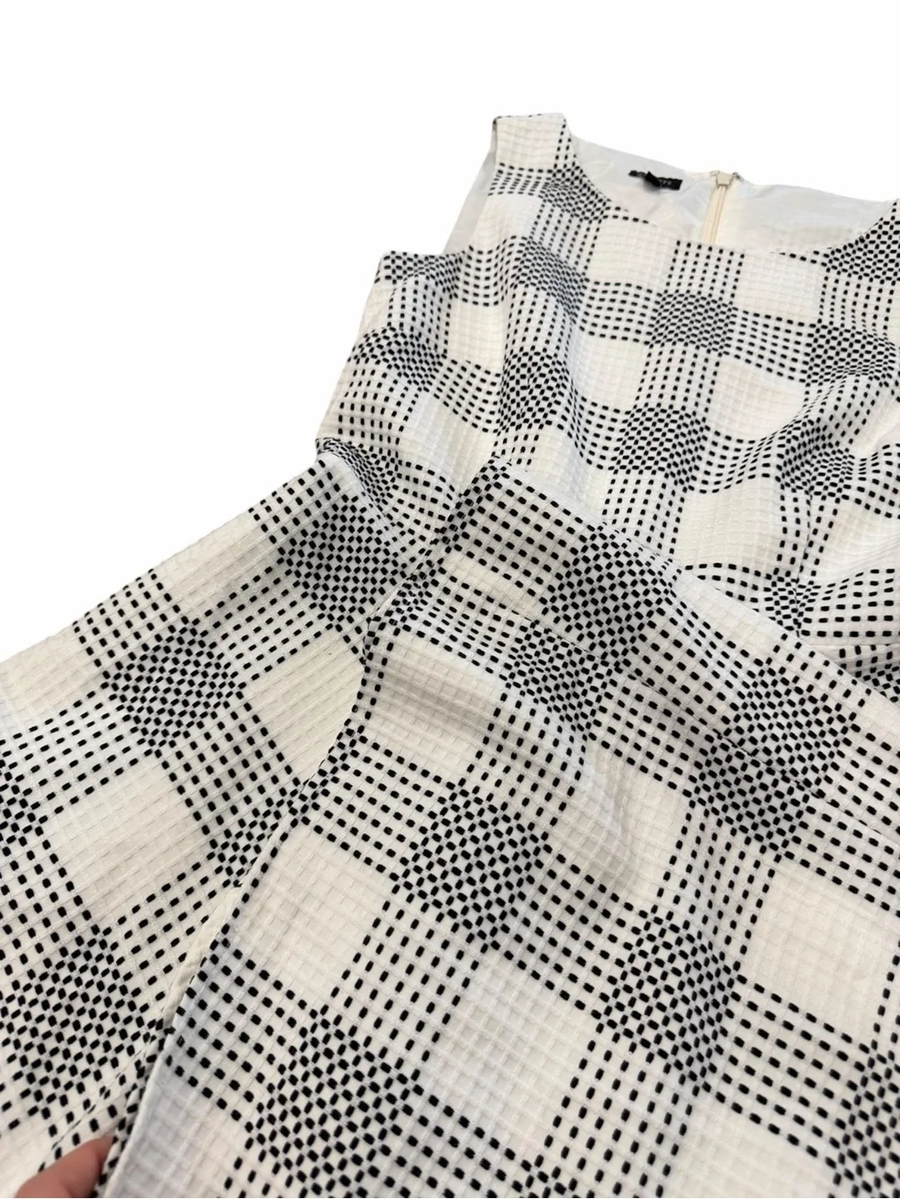 Talbots Sleeveless Gray & White Gingham Fit-and-Flare Dress 4
